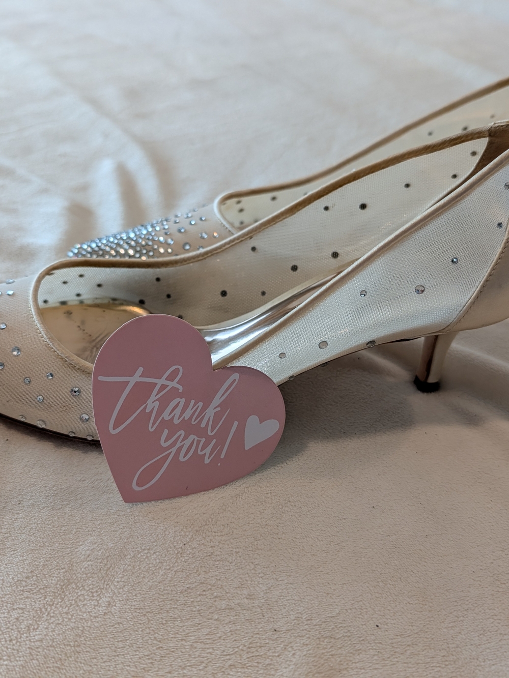 Elegant Women's Ivory Mesh Crystal Kitten Heel Pumps